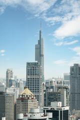 Naklejka premium Modern City Skyline on a Clear Day