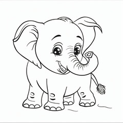 Fototapeta premium cartoon of a Elephant children coloring book page