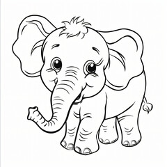 Fototapeta premium cartoon of a Elephant children coloring book page