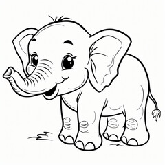Fototapeta premium cartoon of a Elephant children coloring book page
