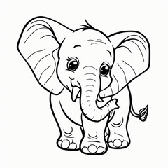 Naklejka premium cartoon of a Elephant children coloring book page