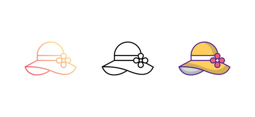 Beach Hat icon design with white background stock illustration