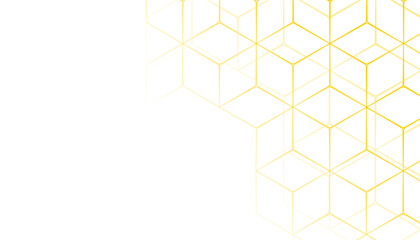 white background with yellow hexagonal pattern shape