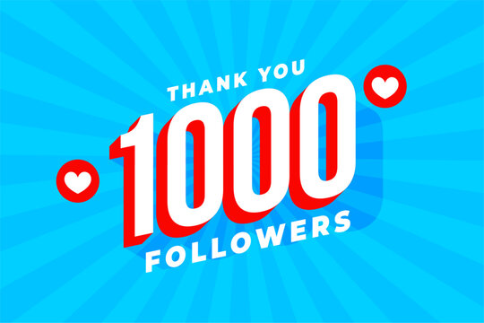 thank you 1k or 1000 social media followers network background in 3d style