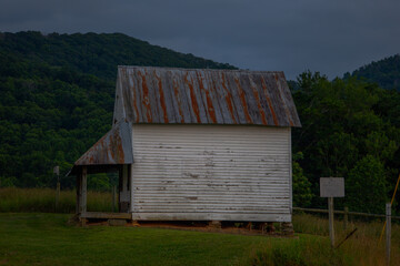 Old barn at sunset