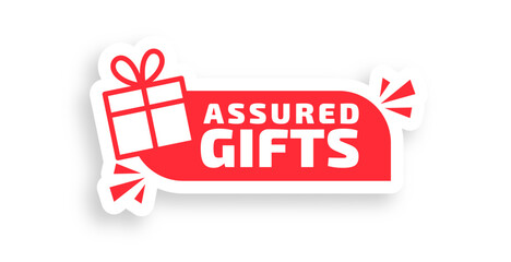 assured free gifts sticker background with giftbox design