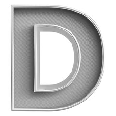 Silver 3D Font Letter D uppercase