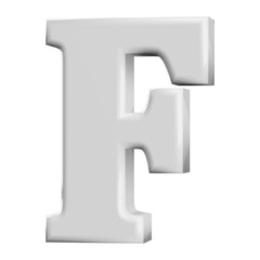 Silver 3D Font Letter F uppercase