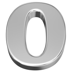 Silver 3D Font Letter O uppercase