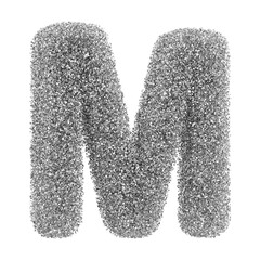 Silver 3D Font Letter M uppercase