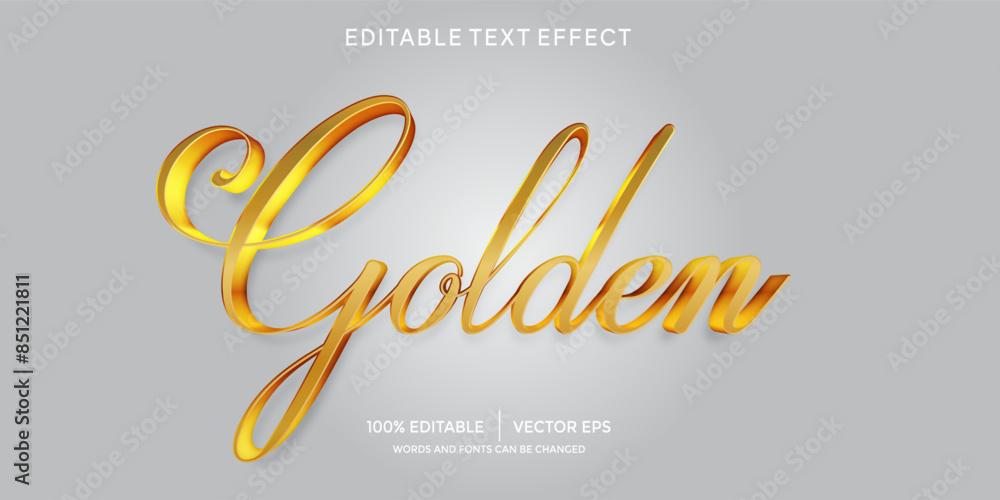 Poster editable vector gold text effect with modern style 3d design