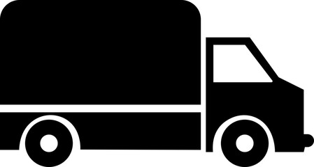 Fast moving shipping delivery truck fill vector icon for transportation app and websites isolated on transparent background. Service truck, road transport symbol. Track and trace processing status.