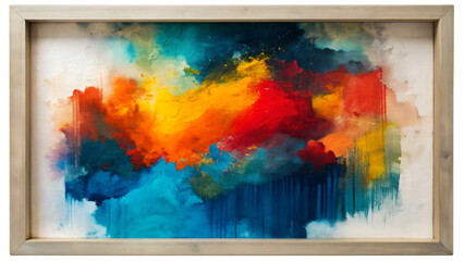 Abstract watercolor background with colorful paint splatters and textures