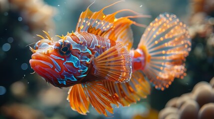 Vibrant Lionfish Swimming in Coral Reef