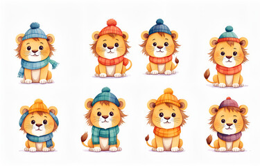 CartoonLion, male lion wearing hats and necklaces
，Duoge Comics. Multi grid emoticons, multiple animal avatars and expressions