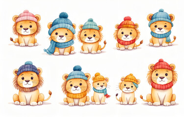 CartoonLion, male lion wearing hats and necklaces
，Duoge Comics. Multi grid emoticons, multiple animal avatars and expressions