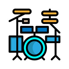 Drummer lineal icon. drum musical instruments flat icons. Suitable for websites, UI and mobile apps.
