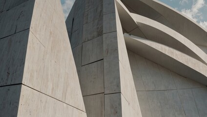 Fototapeta premium Abstract elegant and minimal design of white architectural geometry building background.