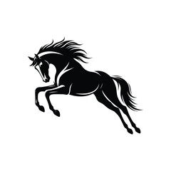 Stunning Horse Clipart: Black Silhouette of a Majestic Galloping Horse with Windswept Mane