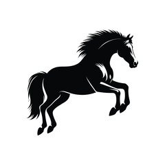 Dynamic Black Horse Silhouette: High-Quality Vector Illustration of a Galloping Horse with Flowing Mane