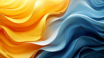 Obraz premium Abstract swirls of sunshine yellow and chambray blue, reminiscent of a summer breeze, adding a playful touch to children's illustrations or outdoor-themed designs. Abstract Backgrounds Illustration,