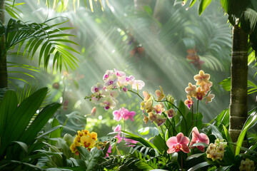 Fototapeta premium Orchids in a Tropical Setting