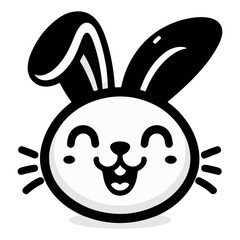 Happy rabbit in black and white