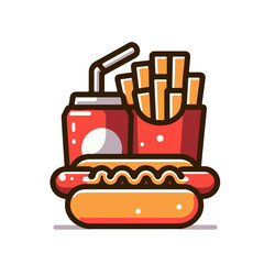 Hot dog, fries and soda