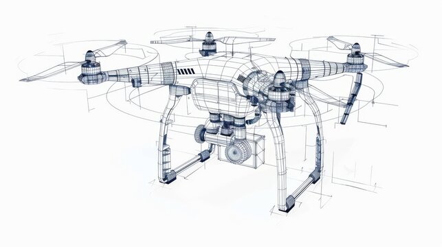 Wireframe Sketch of a Drone