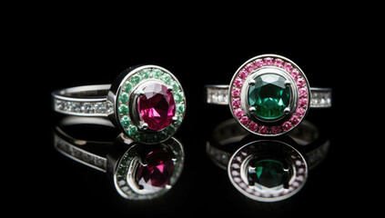 Stylish pink and green gemstone rings, ideas for accessorizing with a touch of elegance