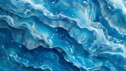 Captivating Minimalist and Surreal Aerial View Illustration of Blue and Fluorescent Spoondrift with Smooth Curves, Ethereal Lighting, and High-Quality Detail          