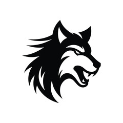 Obraz premium Wild Wolf Face Graphic - Bold and Intense Predator Logo Illustration