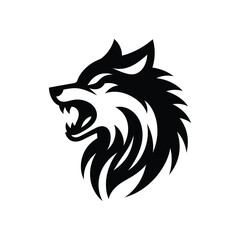 Wild Wolf Face Graphic - Bold and Intense Predator Logo Illustration