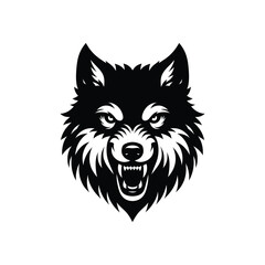 Aggressive Wolf Mascot Design - High-Resolution Monochrome Vector Art
