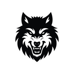 Aggressive Wolf Mascot Design - High-Resolution Monochrome Vector Art