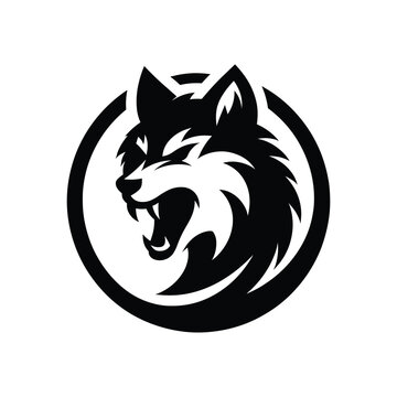 Wild Wolf Face Graphic - Bold and Intense Predator Logo Illustration