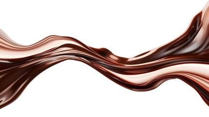 Abstract wave of melted chocolate and milk blending seamlessly on a white background