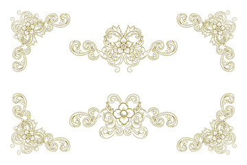 Classic Vitage Wedding Ornaments Frames Separator Elements Classic Vintage Wedding Invitation Hand Drawn Ornate the Calligraphy Poster Victorian Style