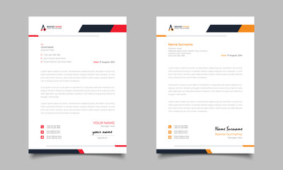 Red And Blue Yellow Business Letterhead Simple Clean Template Design