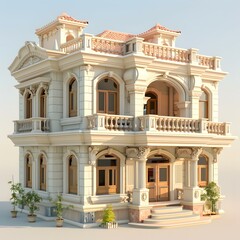 Fototapeta premium Classic Two Story White Mansion Architectural Design