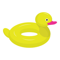 Inflatable Rubber Swimming Ring with Cartoon Style. Vector Illustration. Isolated on White Background.