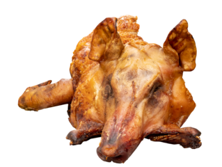 Whole roasted suckling pig isolated with clipping path in png file format