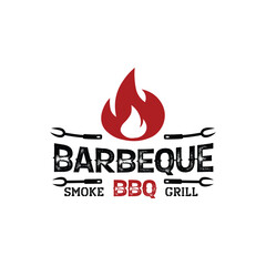 Barbecue logo design. BBQ Grill Logo Design Vector illustration. Logo for steak house, meat restaurant, or butchery.
