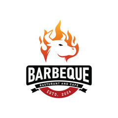 Barbecue logo design. BBQ Grill Logo Design Vector illustration. Logo for steak house, meat restaurant, or butchery.