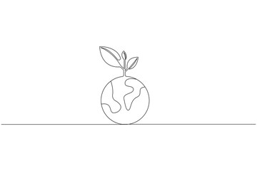 Ecology sustainable nature planet  continuous one line drawing of  Isolated outline vector art