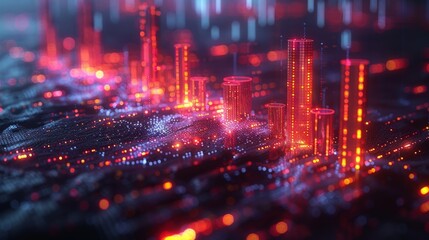 Fototapeta premium Aerial view of business data analysis graph. 