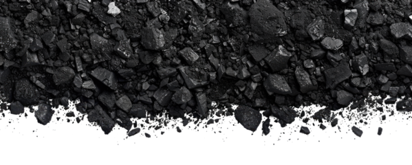 dark black rocky soil land on transparent background
