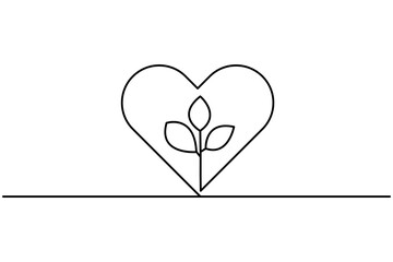 Ecology sustainable nature planet  continuous one line drawing of  Isolated outline vector art