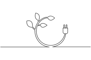 Ecology sustainable nature planet  continuous one line drawing of  Isolated outline vector art