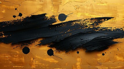 Bold black strokes against a golden backdrop exude power and authority, making it suitable for corporate presentations or motivational content. Abstract Backgrounds Illustration, Minimalism,